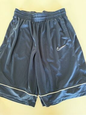 Nike Men's Dark Blue Athletic Shorts with White Swoosh